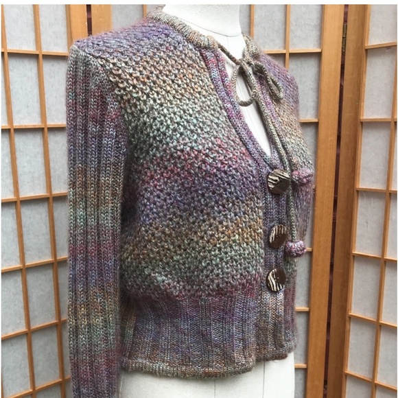 Anthropologie One Girl Who Ombré Striped Wool-Mohair Blend Sweater SZ L - Picture 6 of 15